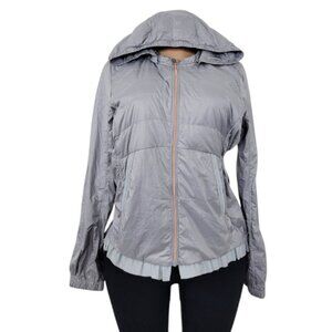 Lululemon Women's Gray Spring Fling Puffy Hooded Windbreaker Jacket Size M